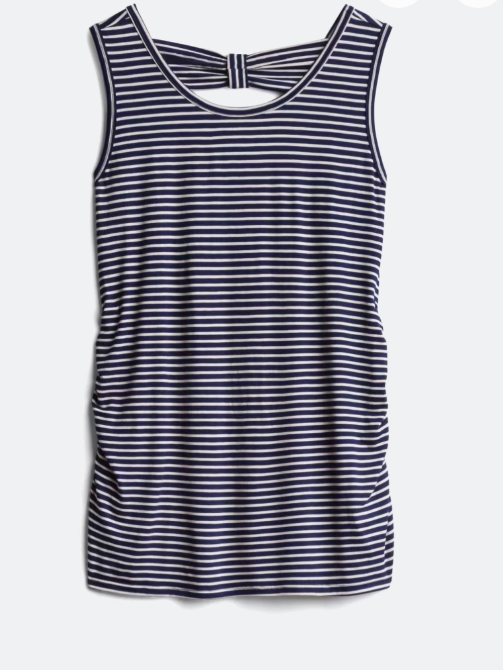Full Moon Maternity XL Stapleton Bow Back Navy Blue/White Stiped Knit Tank Top